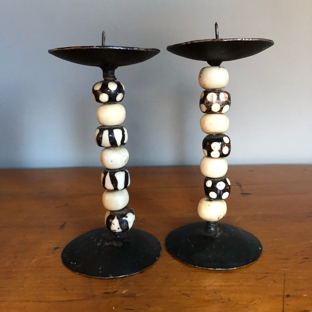 Antique Earthy African Candleholders
